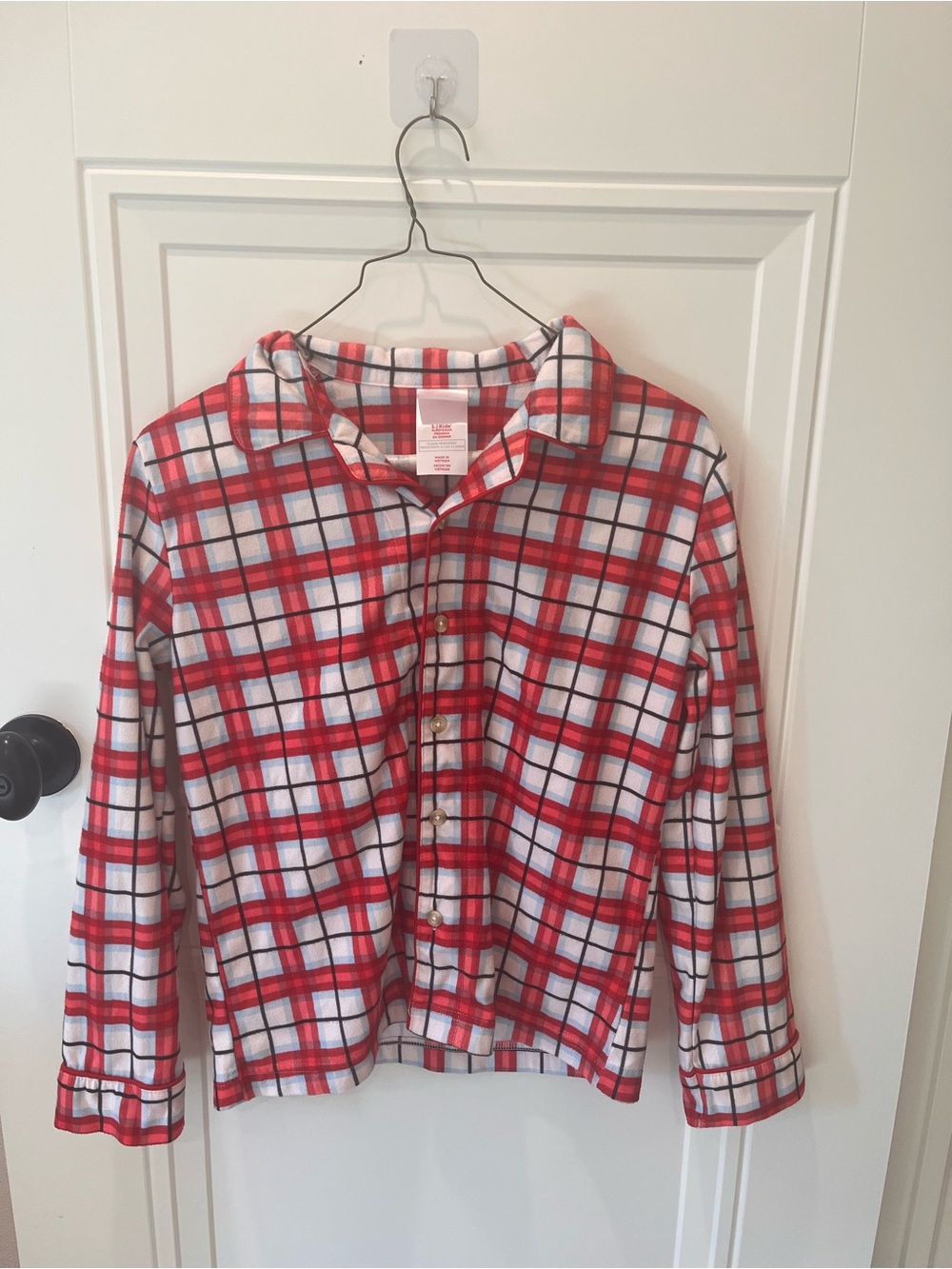 Target Kids Red White and Black Plaid Flannel Pajama Top